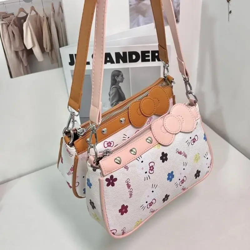 مرحبا كيتي حقيبة كروسبودي جديد تحت الإبط حقيبة فتاة هدية الطباعة Kawaii حقيبة الهاتف المحمول حقيبة مربعة صغيرة أنيمي الشكل