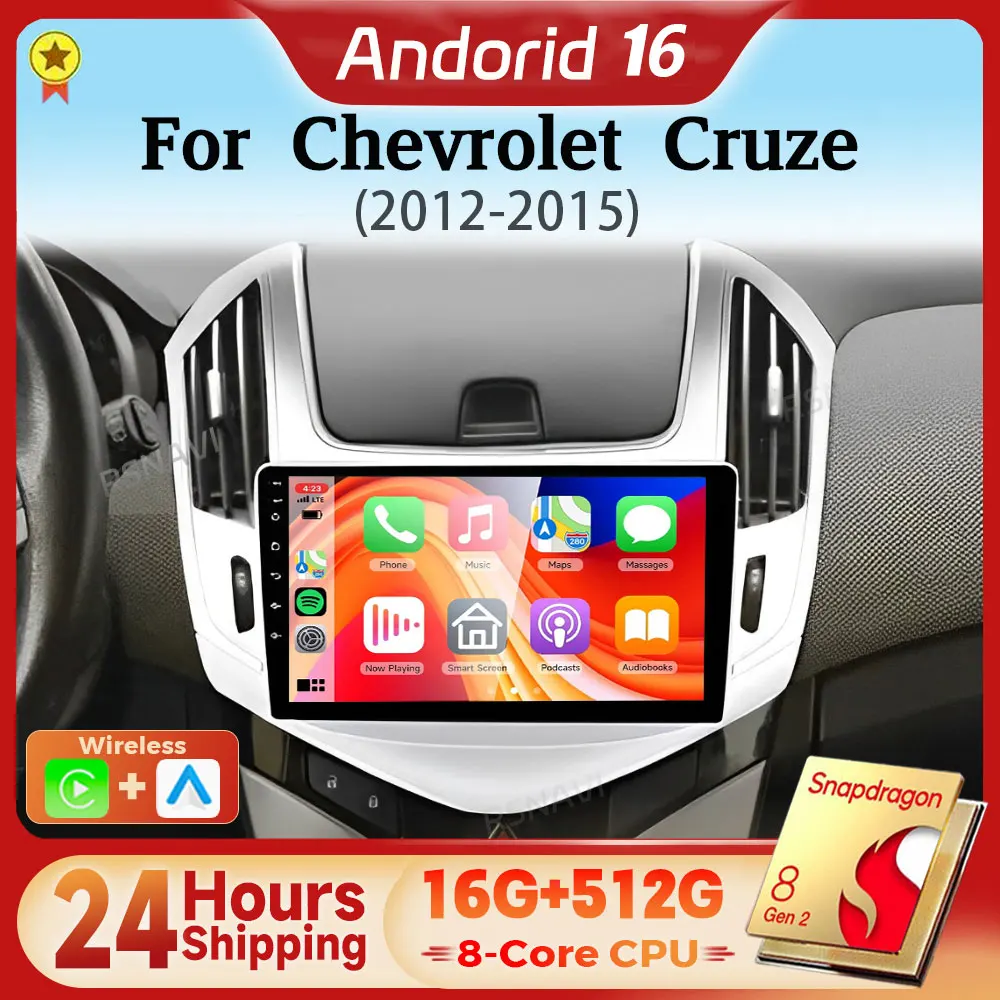 

Android 16 Qualcomm Carplay Auto 2K Screen Car Radio Multimedia Player For Chevrolet Cruze 2012-2015 Autoradio Stereo Snapdragon