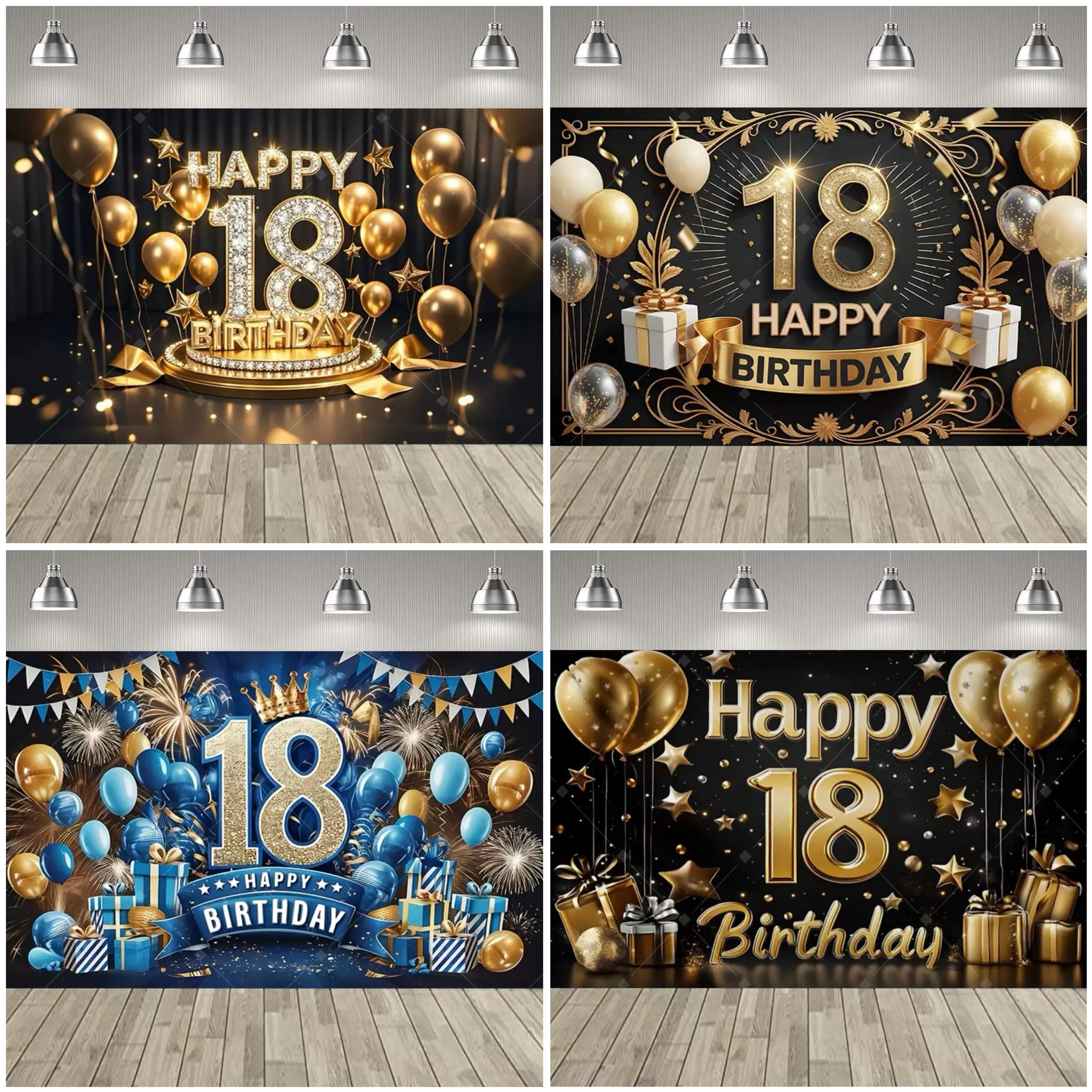 Schwarz Gold Diamant 18. Geburtstag Party Dekoration Hintergrund Ballon Champagner 18. Geburtstag Party Supplies Dekoration Banner Geschenk – Detail 3