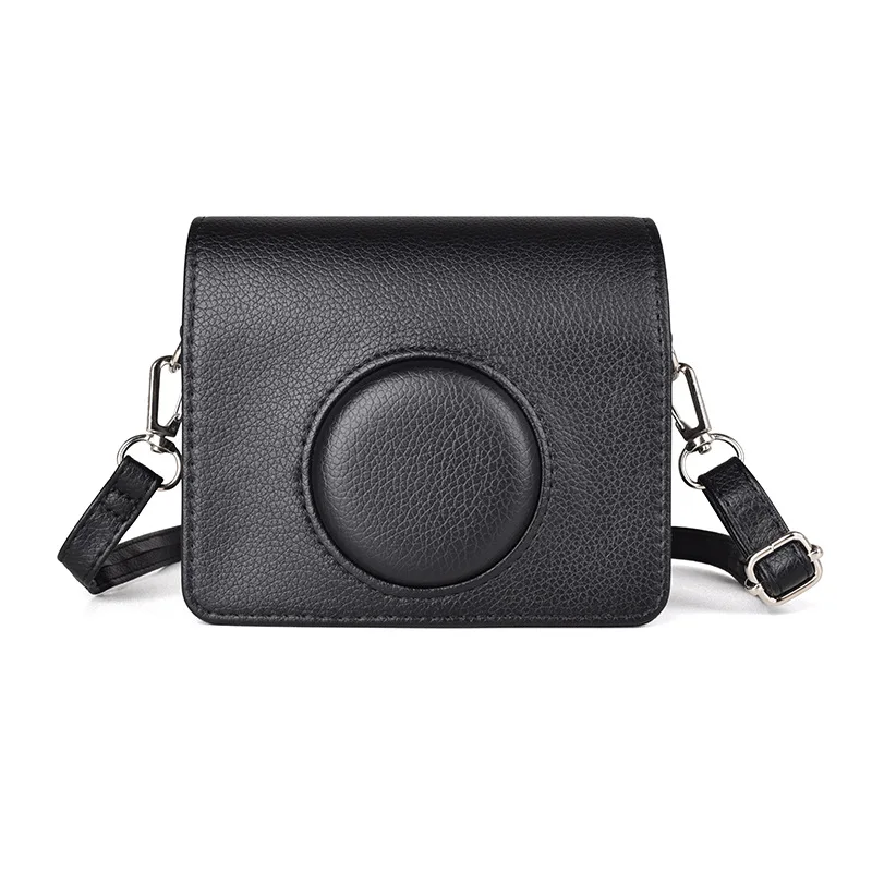 For Polaroid instax mini EVO solid color camera bag lychee pattern PU leather camera storage bag retro