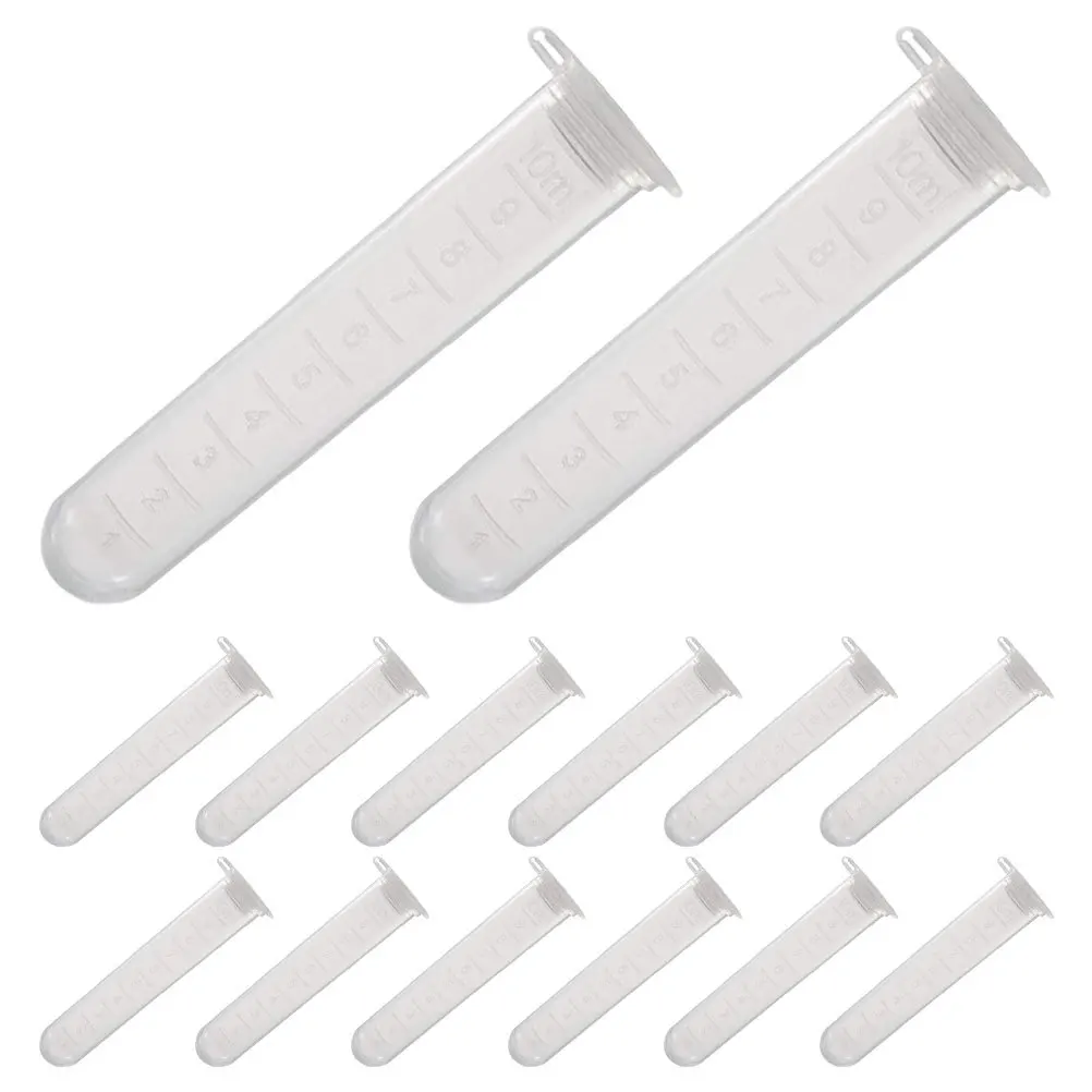

200pcs 10Ml Tubes With Scale Plastic Test Science Test Tube Tube For Laboratory Science Experiment Biochemistry Use
