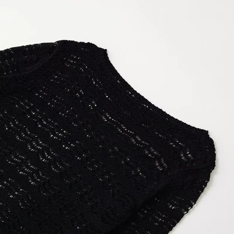 Estate 2025 Top corto lavorato a maglia da donna nuovo arrivo lungo Sve rotondo Ne Tka ricamato Me Commute Sle fibra di poliestere