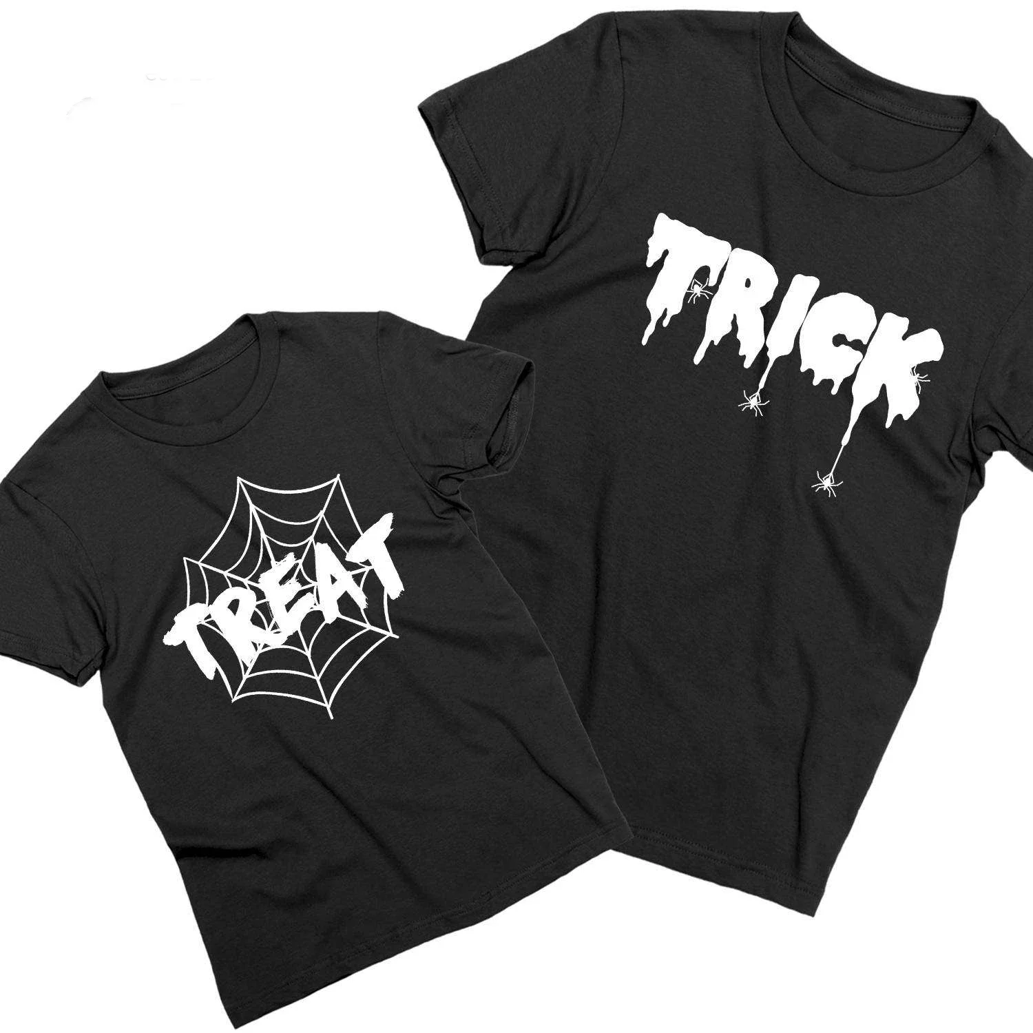 Trick, Treat, Halloween Family T-Shirt Family Matching Outfits Gift Mom and Dad and Baby T Shirt