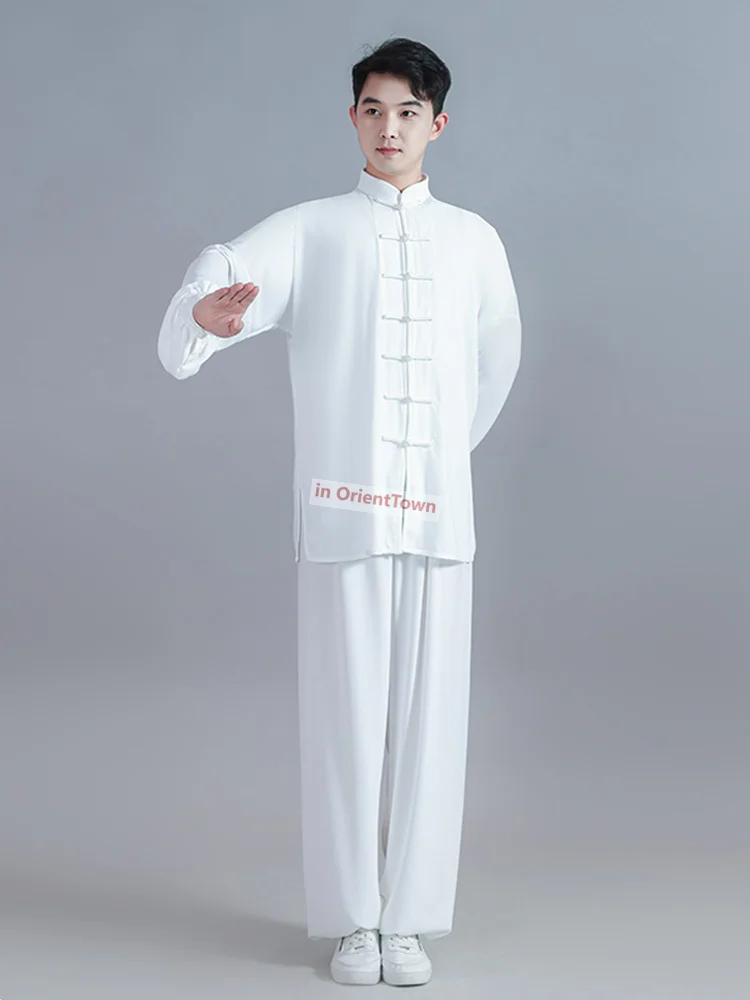 Uniforme de Tai Chi, tendencia tradicional china, traje de Wushu Kungfu, Color blanco, ropa de artes marciales Wing Chun, ropa de ejercicio matutino