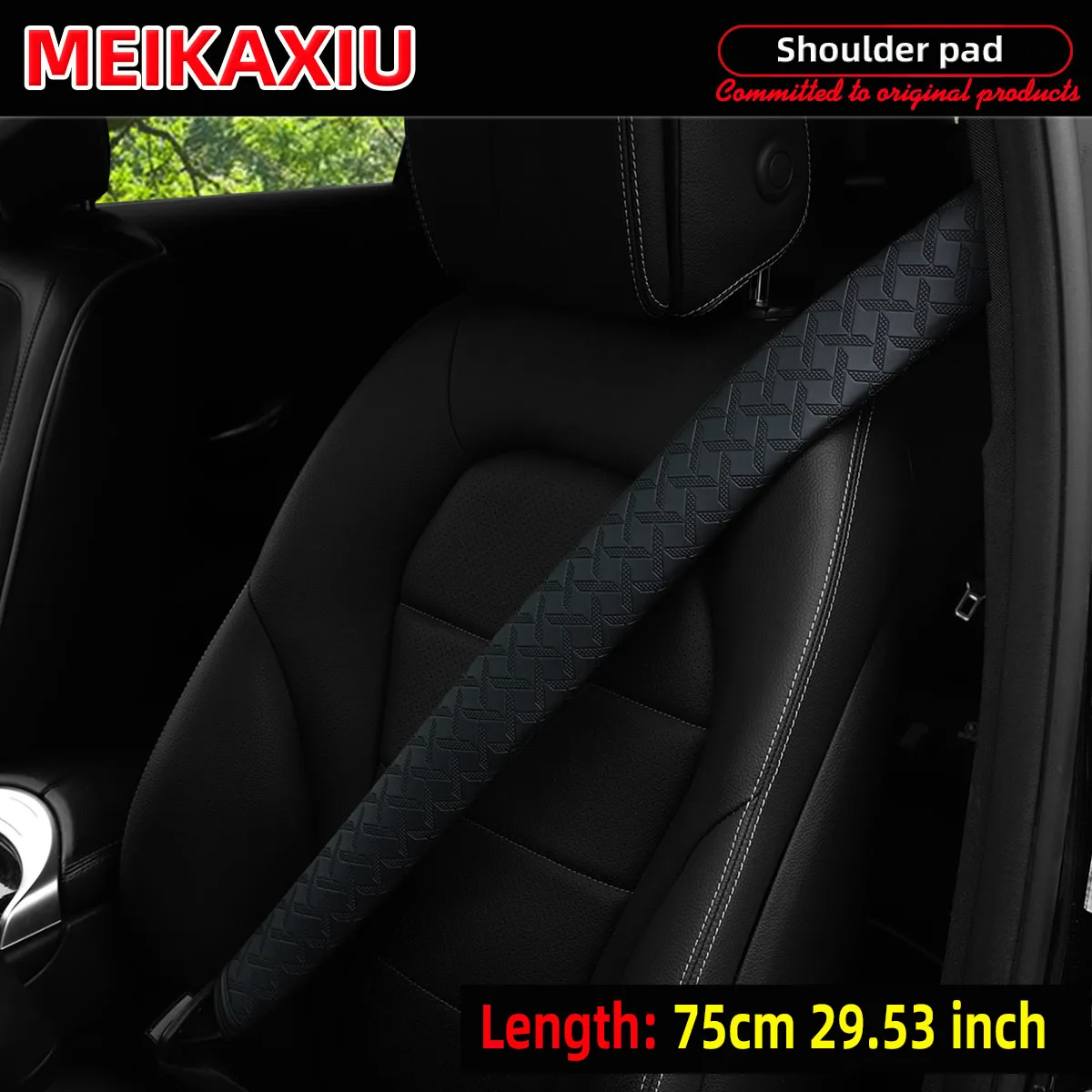75 cm PU-Leder im langen Stil, Auto-Schulterschutz, geprägte Sicherheitsgurt-Dekoration, 29,53 Zoll, Autozubehör