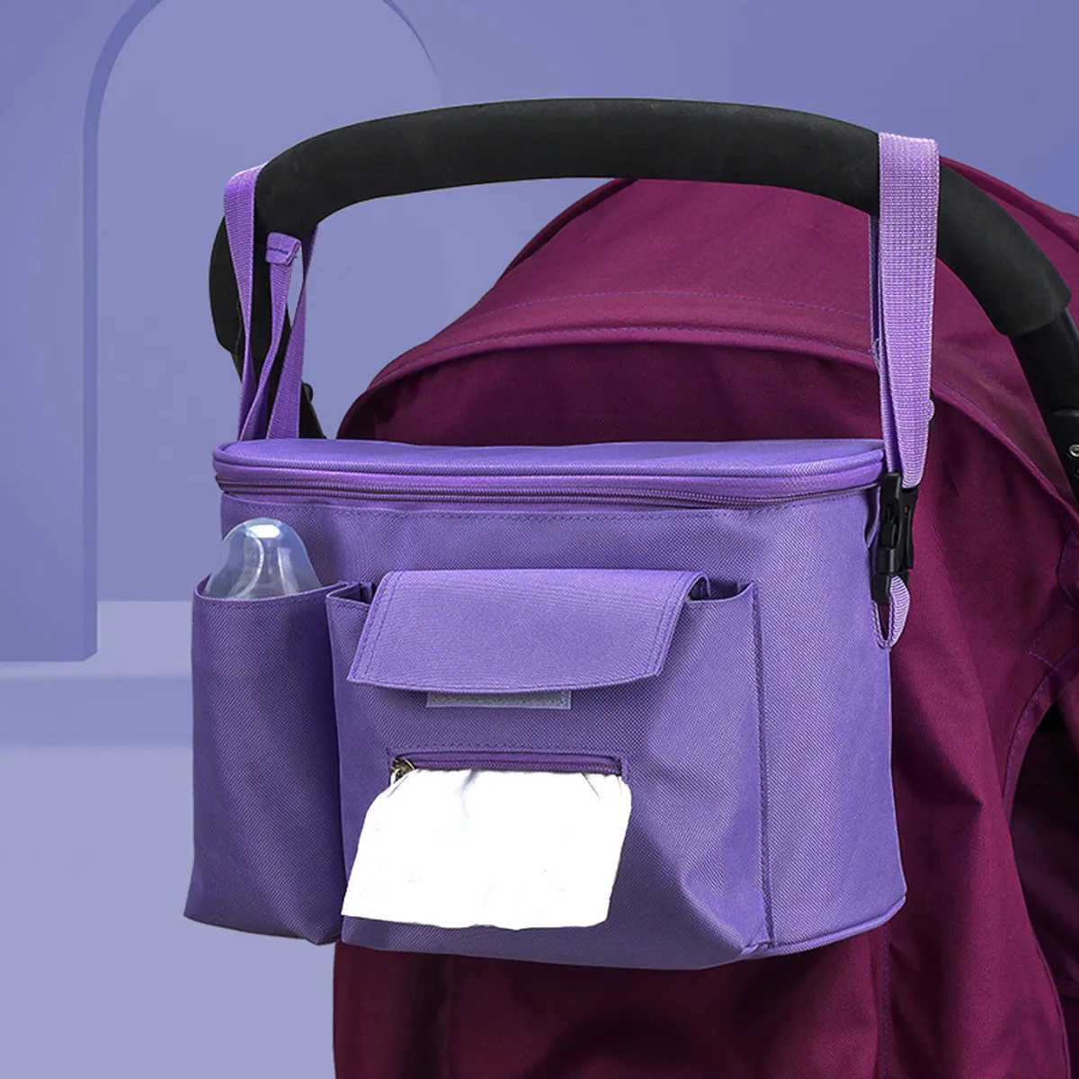 1Pcs Portable Baby Stroller Hanging Bag Organizer Pram Storage Bag Compact Multi-pocket Space Saver Phone Water