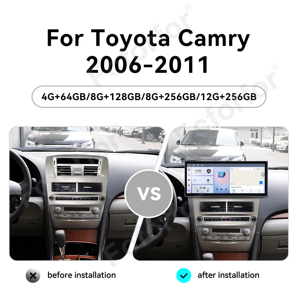 Android 15 Car Radio Stereo GPS Navigation System 15.8 Inch HD Touch Screen DSP Wireless CarPlay For Toyota Camry 2006-2011