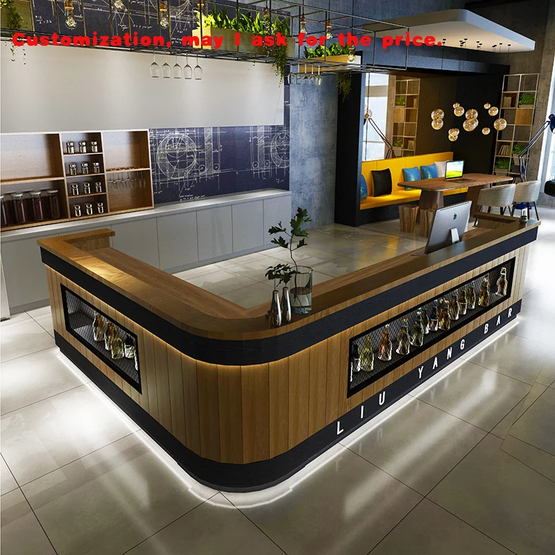 custom.Q204 Customized Company Front Desk Office bar Counter Minimalist Beauty Salon Hotel Consultation Cash Register Service Re
