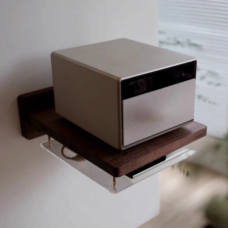 

Projector bracket Solid wood wall-mounted set-top box storage rack