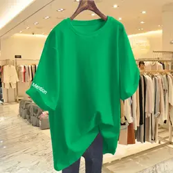 Street Casual Loose Youth T Shirts Short Sleeve O-neck Simplicity Solid Basic Tops Vintage Fashion Women Clothing Summer New