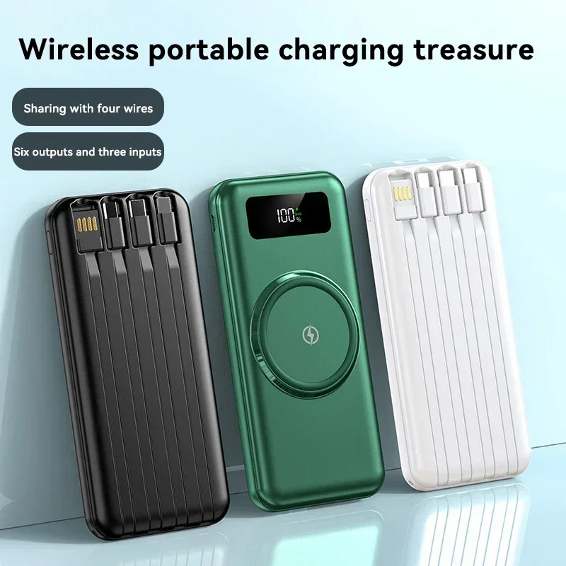 100000mah Power Bank Portable Charger 6-In-1 Powerbank For Xiaomi Iphone 15 14 13 Samsung Xiaomi External Battery Powerbank