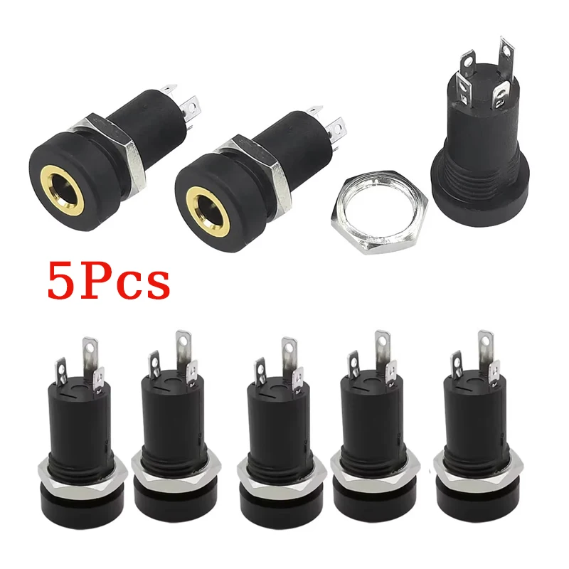 5pcs 3Pin 3.5mm Audio Jack Socket 3/4 Pole Stereo Solder Panel Mount 3.5 mm Headphone Female Socket Connector With Nut