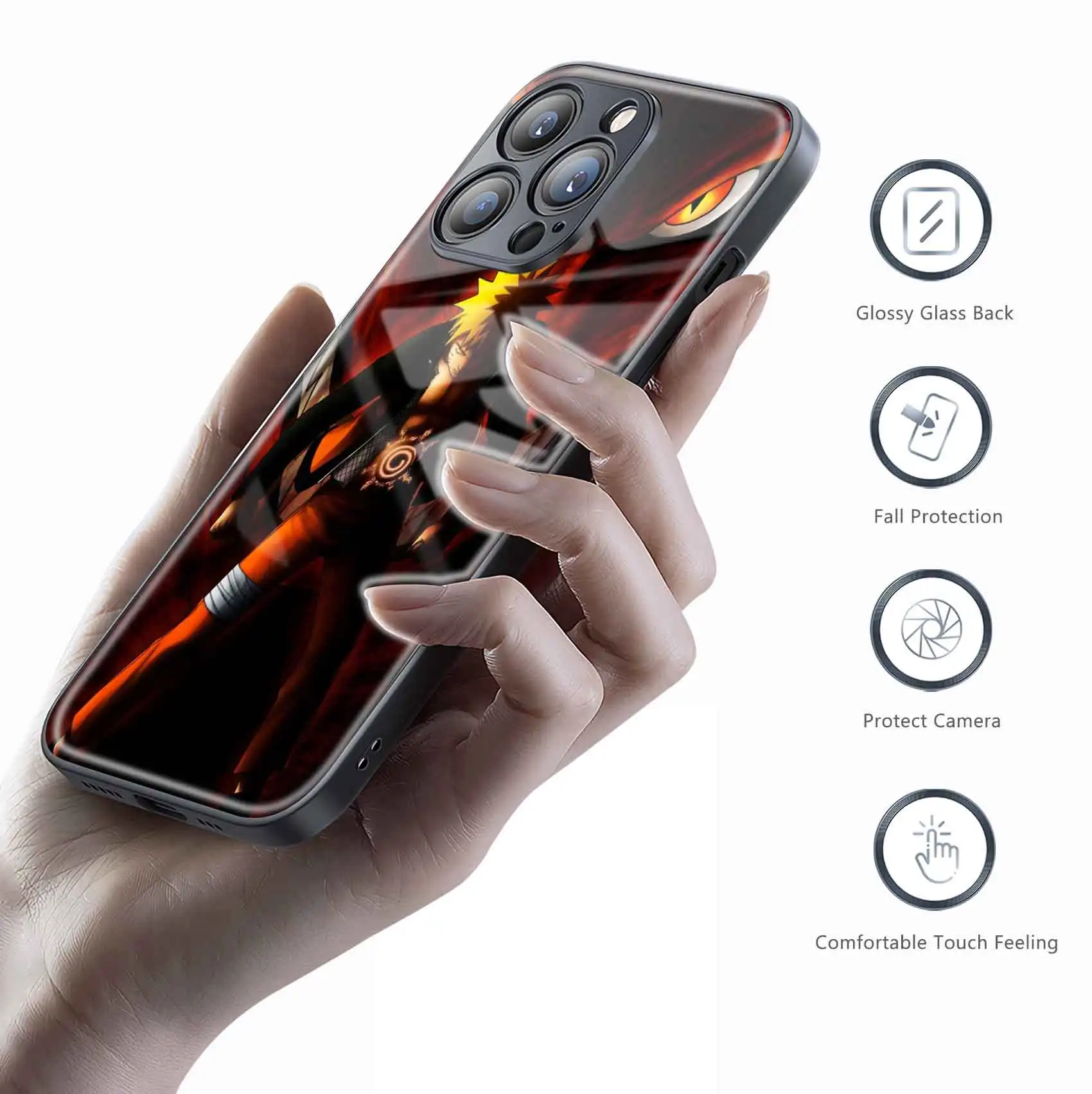 MINISO أنيق الهوكاجي السابع حافظة هاتف واقية آيفون 16 15 14 13 12 برو ماكس زائد غطاء مقبض مقاوم للسقوط