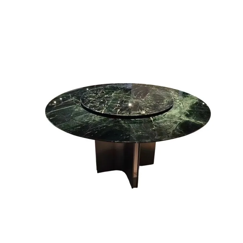 green luxury stone round dining table Italian light luxury high sense home living room natural marble round dining table