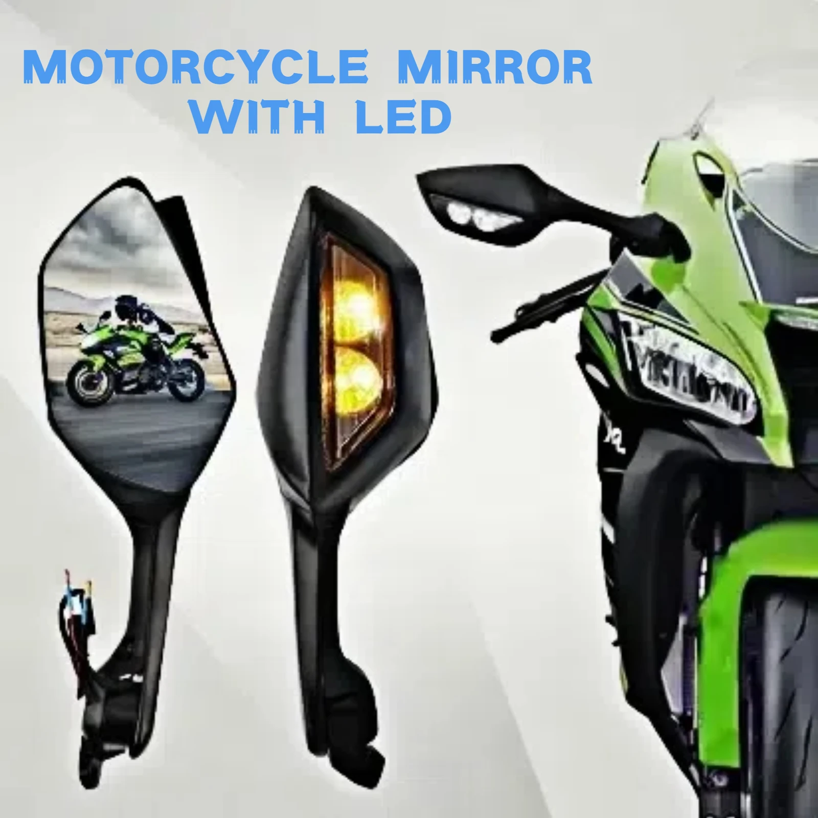 

For Kawasaki NINJA250 NINJA400 ZX10R ZX25R ZX4RR ZX6R Motorcycle Adjustable Rearview Mirror Side Mirror with Signal Light