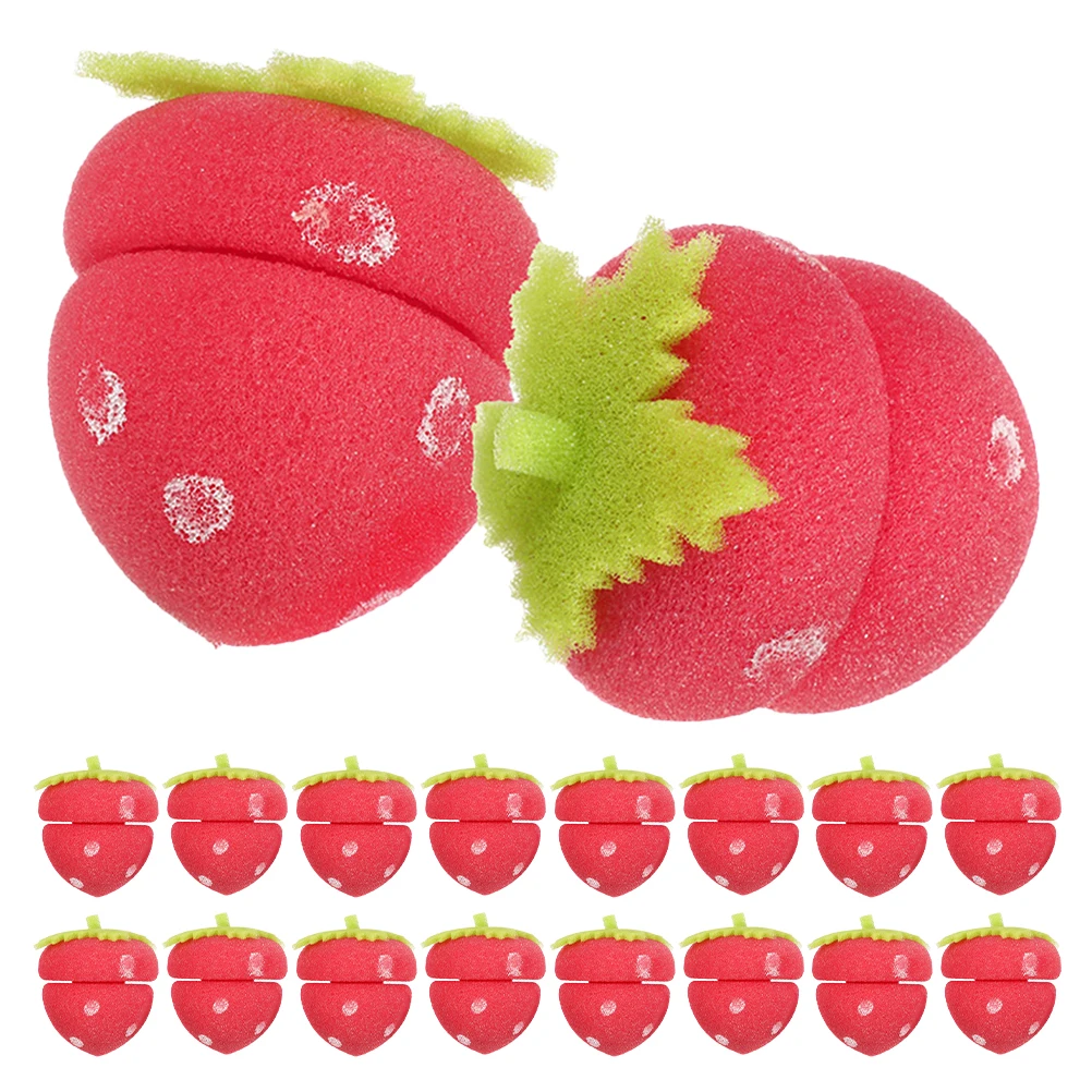 18pcs Strawberry Hair Curlers Soft Sponge Rollers Hair Curlers For Heatless Curling Balls Diy Night Sleep Hairstyling Tools 6cm