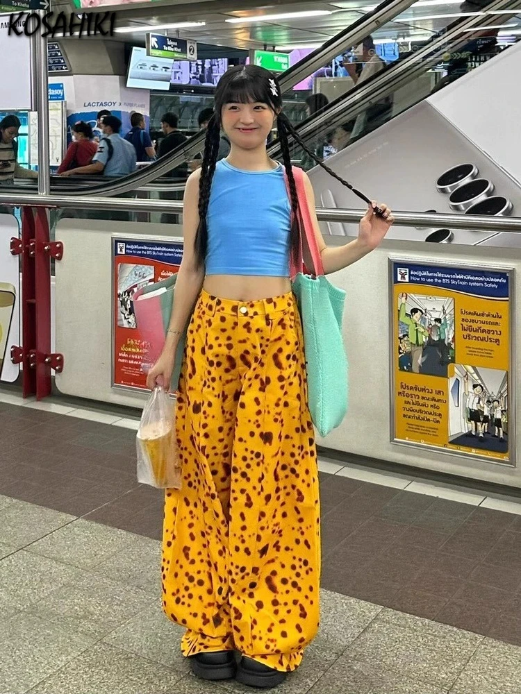 

Streetwear Leopard Print Pants Women Summer Y2k Aesthetic Casual Pocket Trousers High Waist Harajuku Vintage Zipper Pantalones