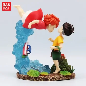 15cm Anime Ponyo en el acantilado princesa sirena Ponyo se encuentra Muneshige en una escena estática figura acción Pvc modelos juguetes regalos
