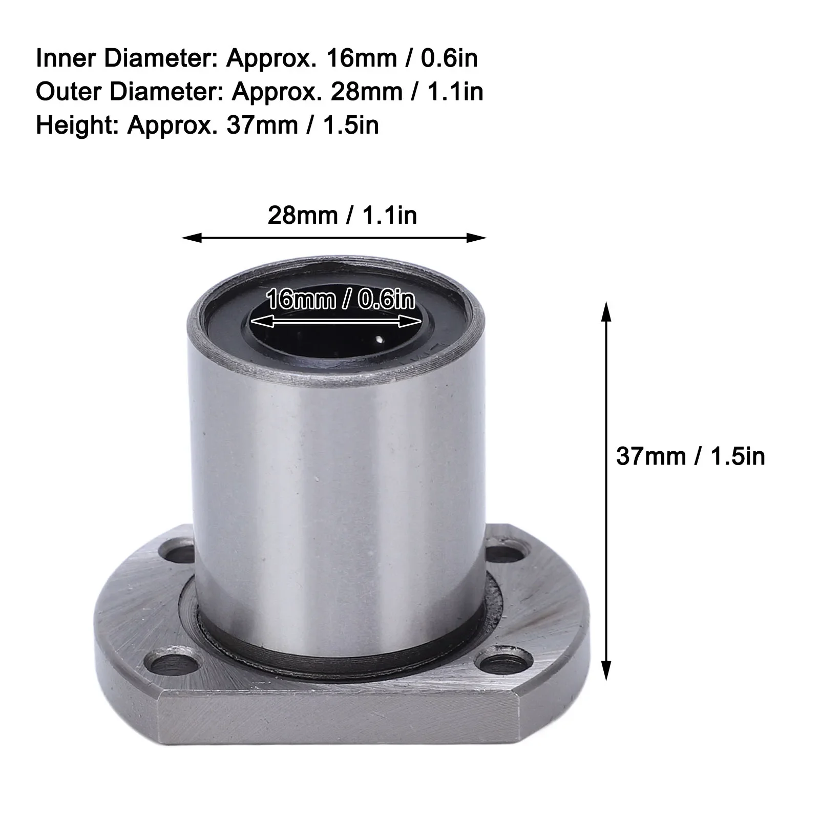 2PCS Oval Flange Linear Ball Bearing for CNC Linear Motion Axes Inner Diameter 16mm LMH16UU