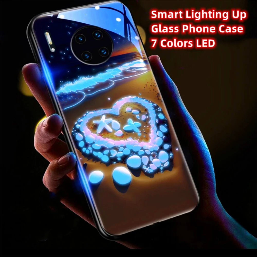 Romantic Confession Beach LED Music Flash Phone Back Cover Glowing Case For Samsung S26 S25 S24 S23 S22 S21 S20 FE Plus Ultra