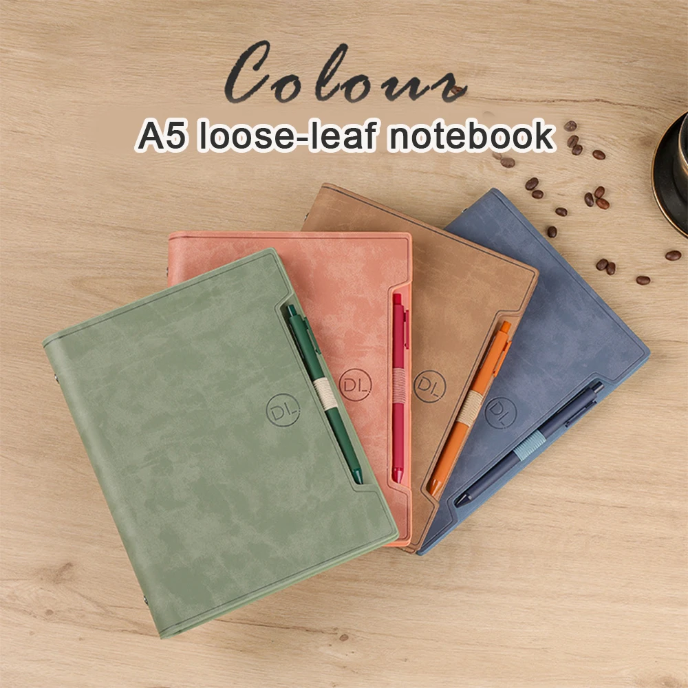 (Free Logo Engraving) A5/B5 Thickened Leather Notebook, Business Binder Notepad, Office Sudent Meeting Minutes, Diary