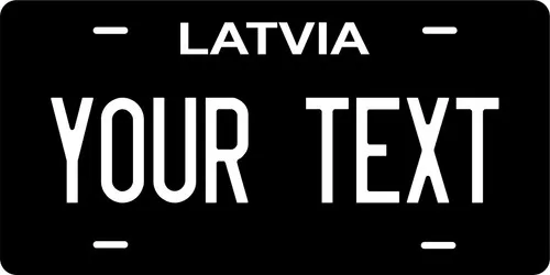 Latvia Black White Cursive Custom License plates Auto Bike Motorcycle Aluminum