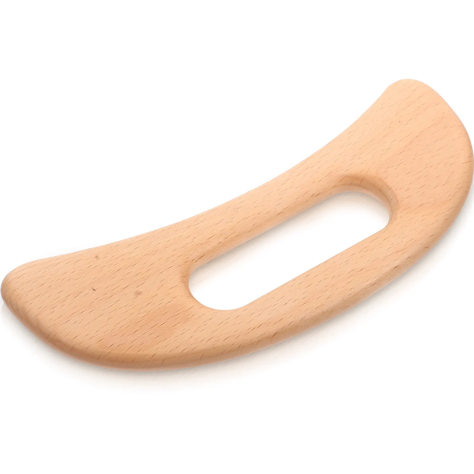 

Moon-Shaped Guasha Board Wooden Massage Scraper Multi-Use Lymphatic Massager Face Neck Hand Body Pain Relief Tool