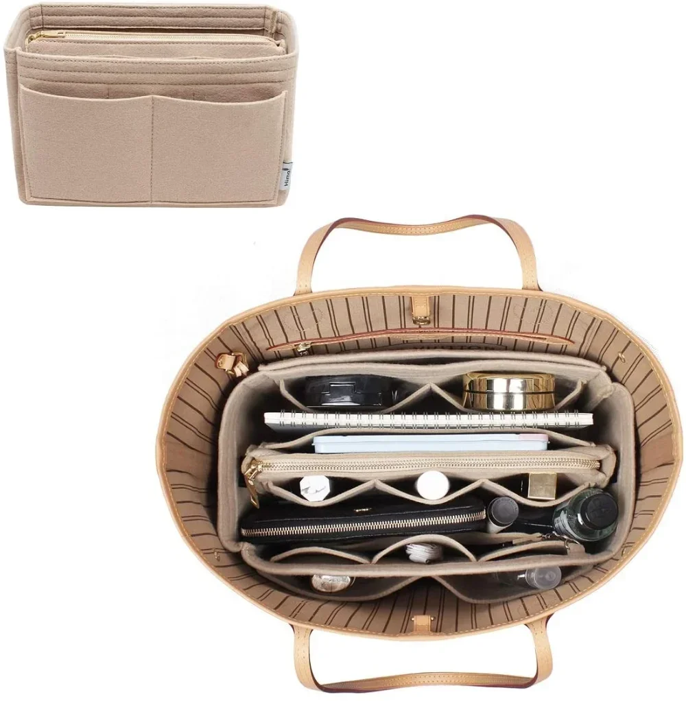 Purse Organizer Insert, Felt Bag organizer with zipper,Bag in bag, Handbag Organizer Insert Bag Women Nylon