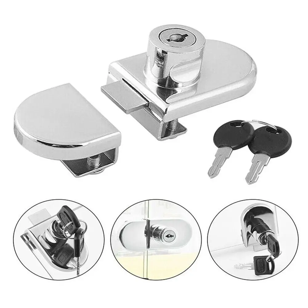 Display Lock Double Open Sliding Stainless Steel Hardware Glass Door Lock Lockset Cabinet Door Lock Cabinet Display Lock