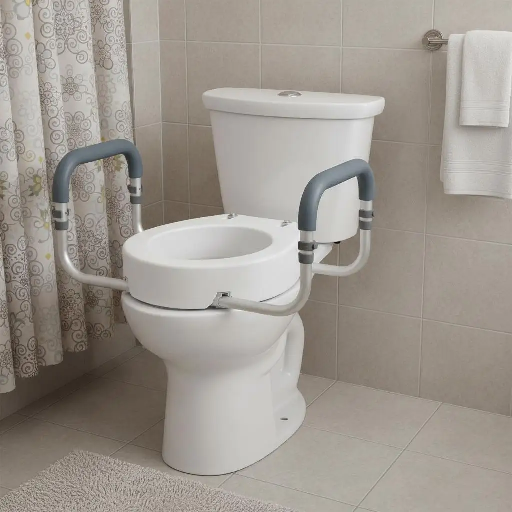 

Elevated Commode Chair 3.5 Inch Height For Seniors Disabled Postoperative Patients, 300 lbs Load Capacity Standard Round Bowl