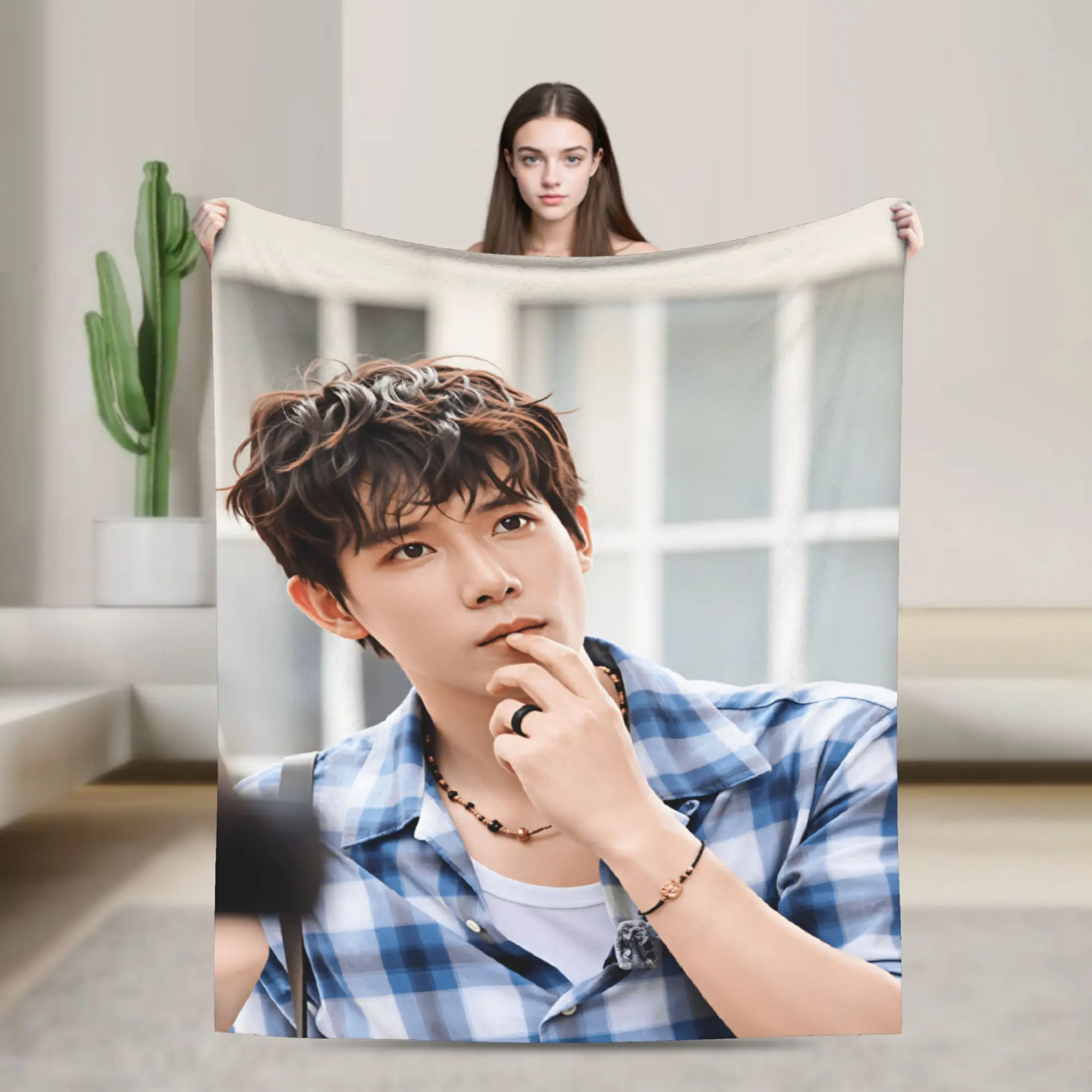 Wang Anyu Actor Flannel Blankets Adults  Soft Cozy Bedding Throws Winter Chair Bedspread Sofa Bed Cover