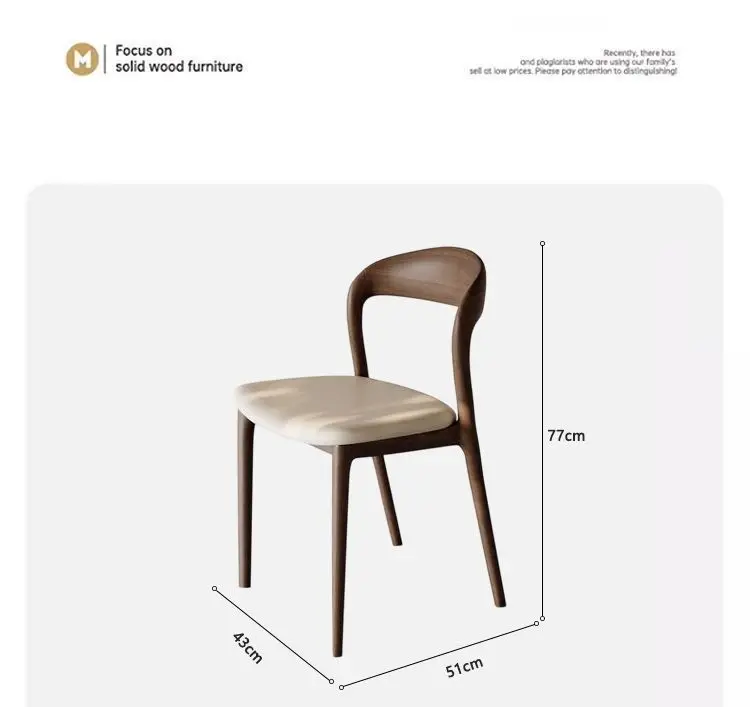 Nordic Minimalist Solid Wood Dining Chair Modern Designer Backrest Home Study Office Chair