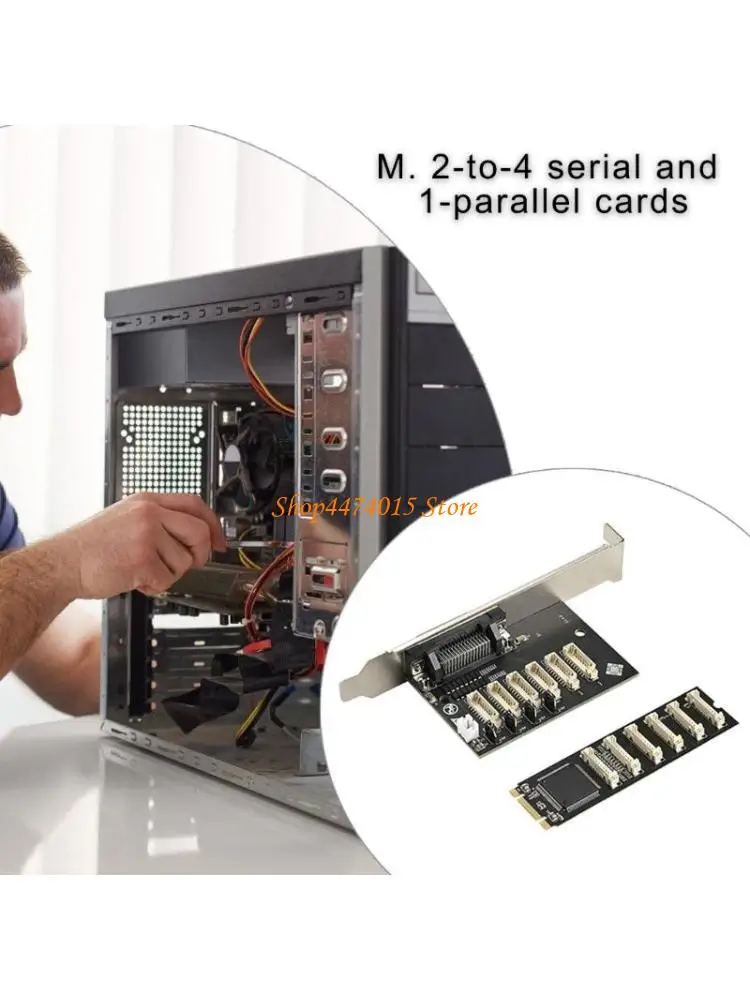 

K1AA Expand Your PC with M.2 M+B to 4X RS232 Serial Adapter Card PCI Adapter