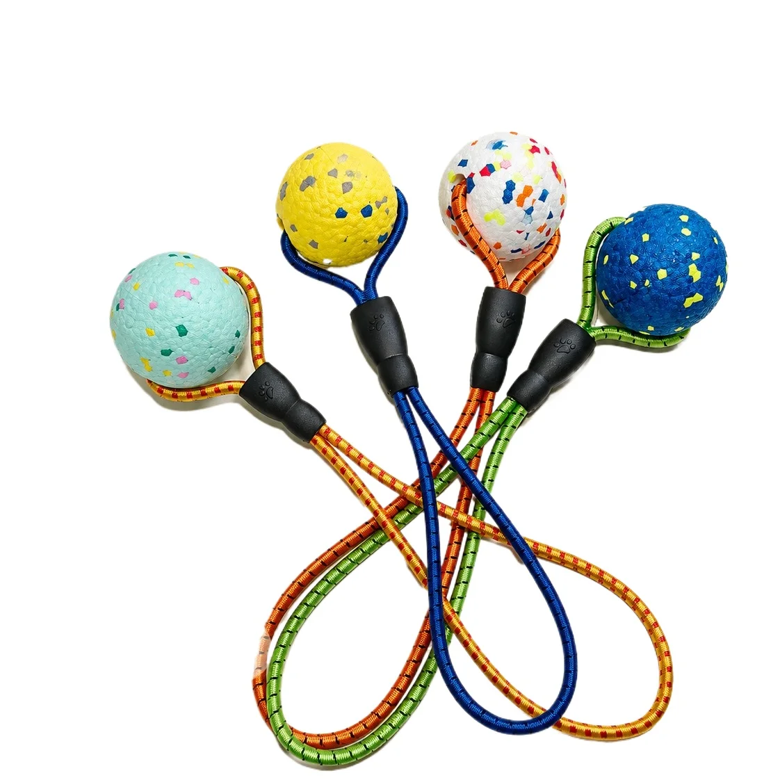 ETPU elastic rope ball pet toy for dog interaction tug-of-war throwing catching durable chew-resistant rebounding training ball
