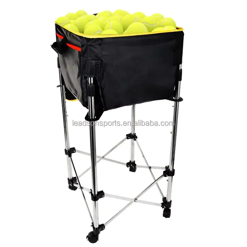 Foldable Tennis Ball Storage Basket Large Capacity Rolling Cart Portable Sports Equipment Organizer Wheeled Bin for Court