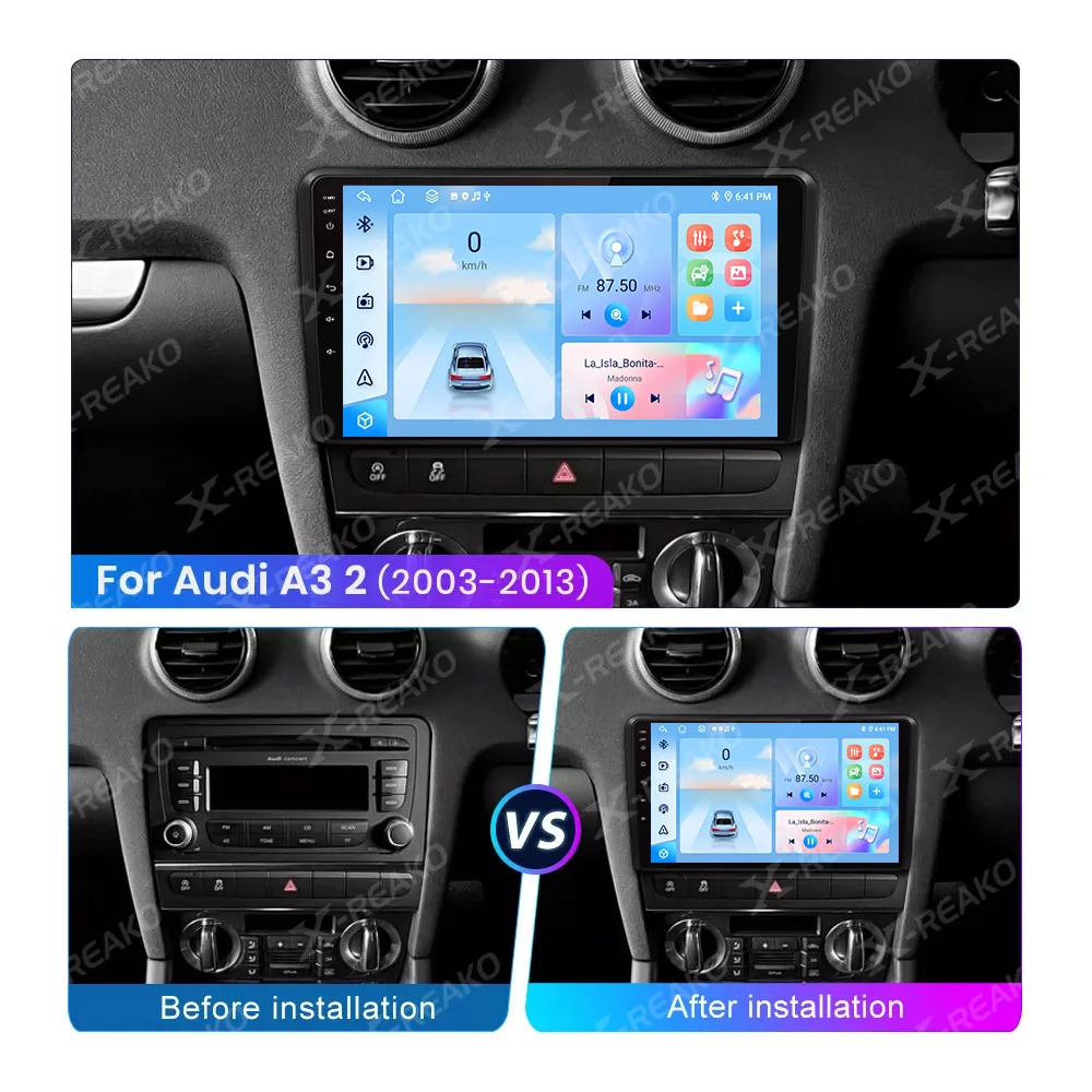 X-REAKO QLED For Audi A3 2008 - 2013 Android 13 Car Radio Multimedia Video Player GPS Wireless CarPlay Android Auto Head Unit 4G