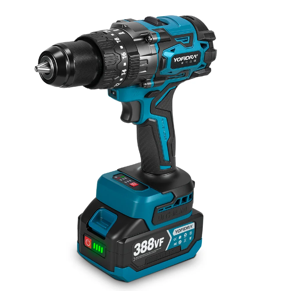 YOFIDRA 900N.M 13MM Bürstenlosen Elektrischen Schlagbohrmaschine 20 + 3 Drehmoment Handheld Bohren Schraubendreher Power Tool Für Makita Batterie pin – Detail 11