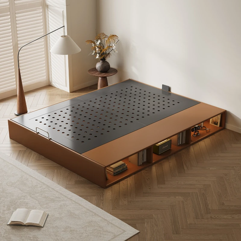 

Master bedroom carbon steel floor-to-ceiling high box bed, atmospheric space saving, no bedside flush edge high box storage