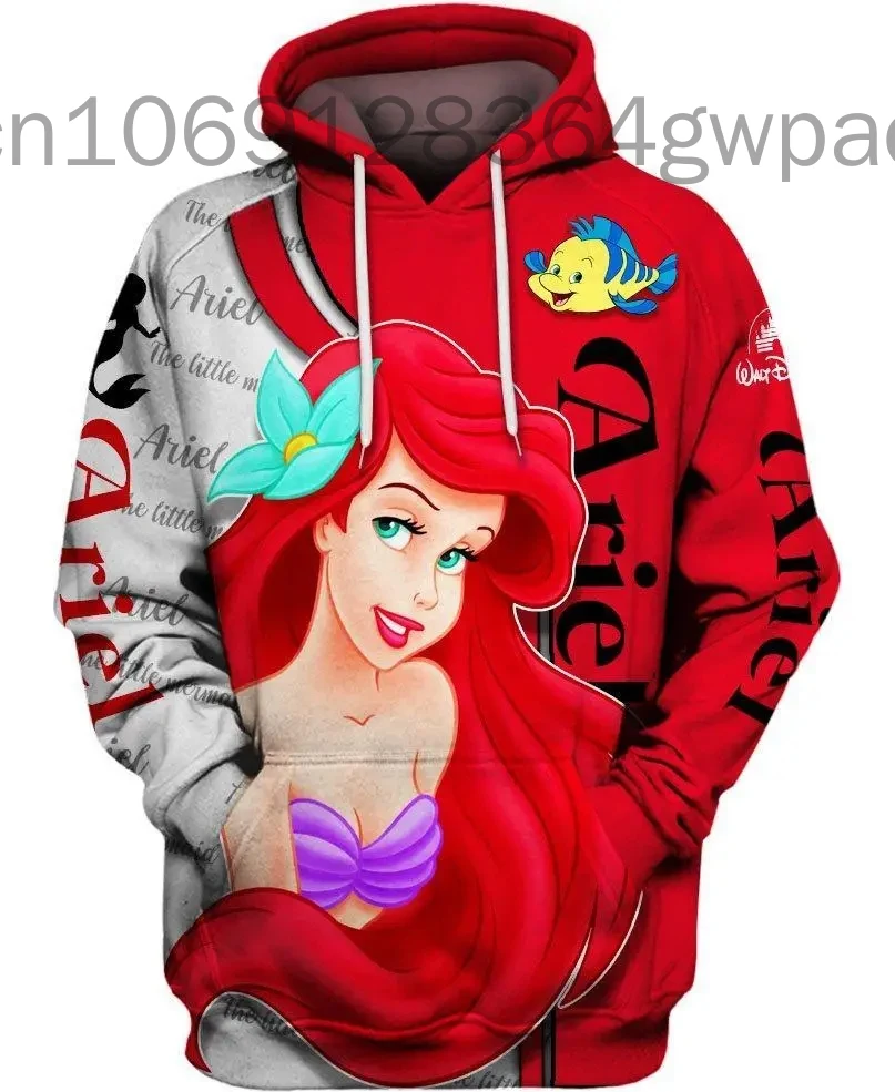 The Little Mermaid Ariel 3D Hoodie Men\'s Womens Casual Sports Pullover Hoodie Disney 3D Hoodie Fashion Oversized Sweatshirt