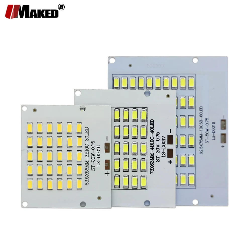 

1PC LED PCB Floodlight Plate10W 20W 30W 50W 100W SMD 5730 Aluminum Heatsink Light Source Replace Panel For Outdoor Lamps Repairs