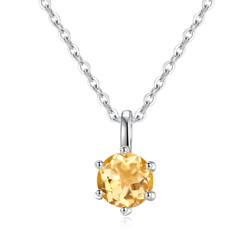 

925 Sterling Silver Necklace Pendant Simple Design Gorgous Fine Jewelry Topaz Citrine Garnet Amethyst Peridot Wedding Gift