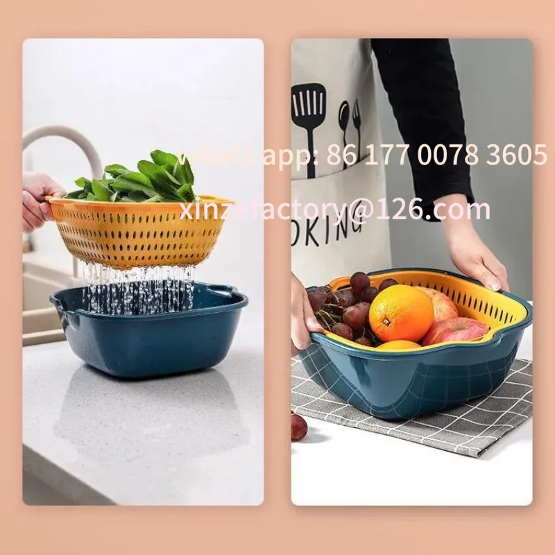

Customizable 6PC/set Kitchen Sink Vegetable drainer Fruit basket For fruit washing Plastic basin vegetable washing basin drain