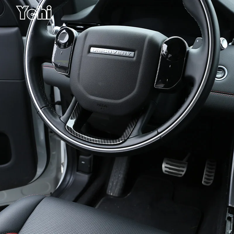 For Range Rover Velar Sports Evoque For Land Rover Discover Sport ABS Carbon Fiber Steering Wheel Frame Decoration Cover Trim