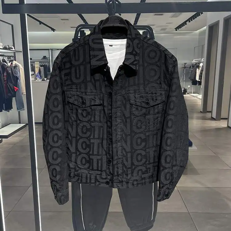 

Мужская джинсовая куртка Waed, новая весенняя модель, повседневная, с воротником-стойкой, свободного кроя, удлиненная, 7/8 длины.