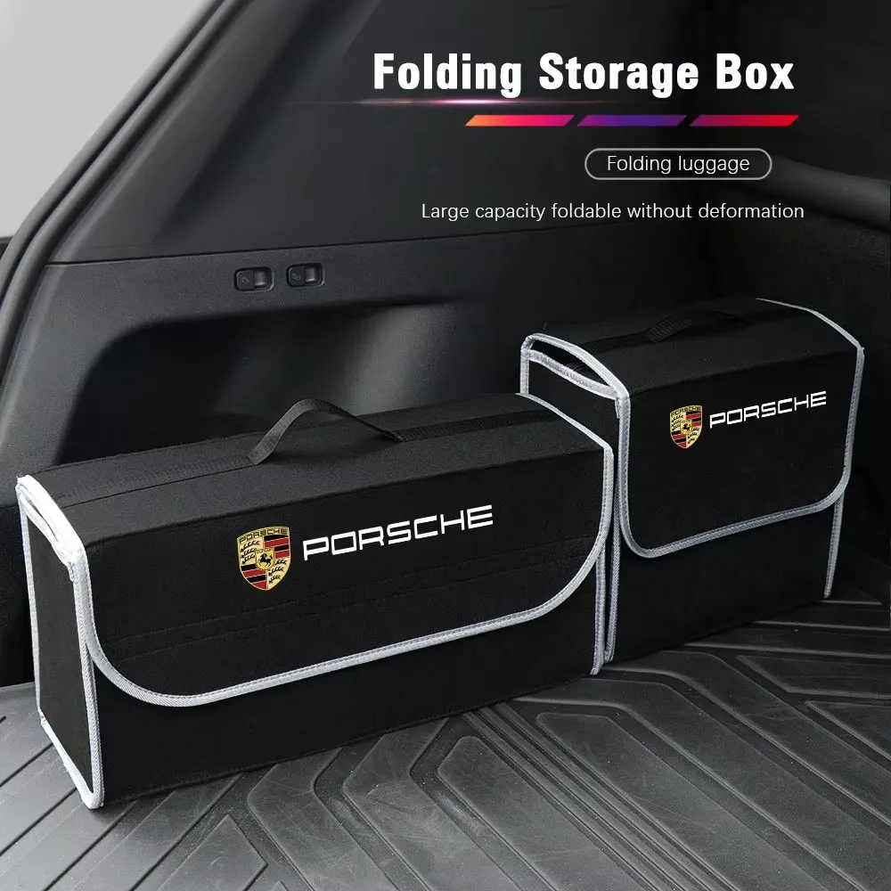 Car Trunk Organizer Box Large Capacity Folding Storage Bag For Porsche Cayenne Panamera Macan 911 718 Taycan Boxster Cayman 918