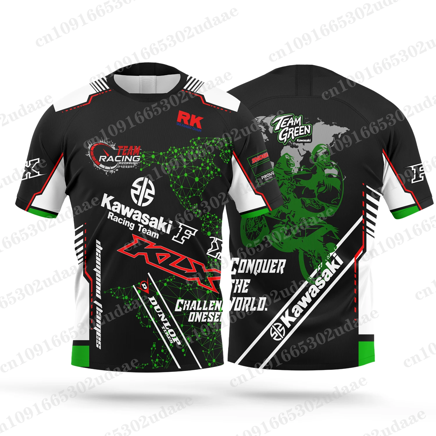 Camisetas da Kawasaki Racing Team para homens e mulheres, camisas de manga curta, roupas esportivas para motocicletas, tops infantis estampados em 3D