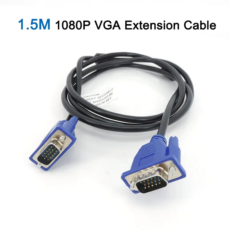 1.5m 1080P VGA Extension Cable HD 3+6 Male To Male 15PIN Wire Copper Core connector cord for PC Computer Monitor Projector