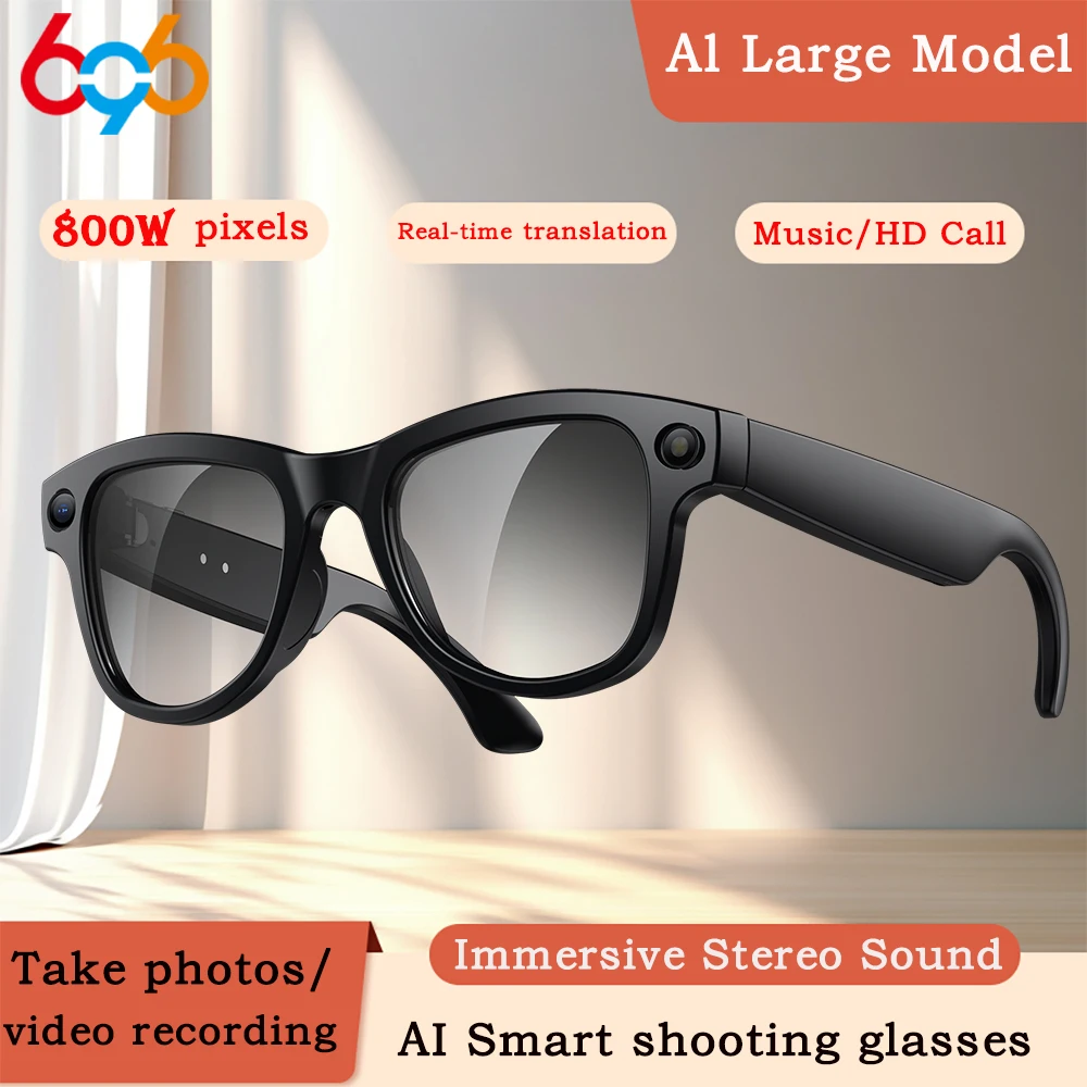 

Smart Glasses 800W Pixel 4K HD Camera Take A Photo Video Recording Real-time Translation EIS Anti Shake Blue Tooth Call Music