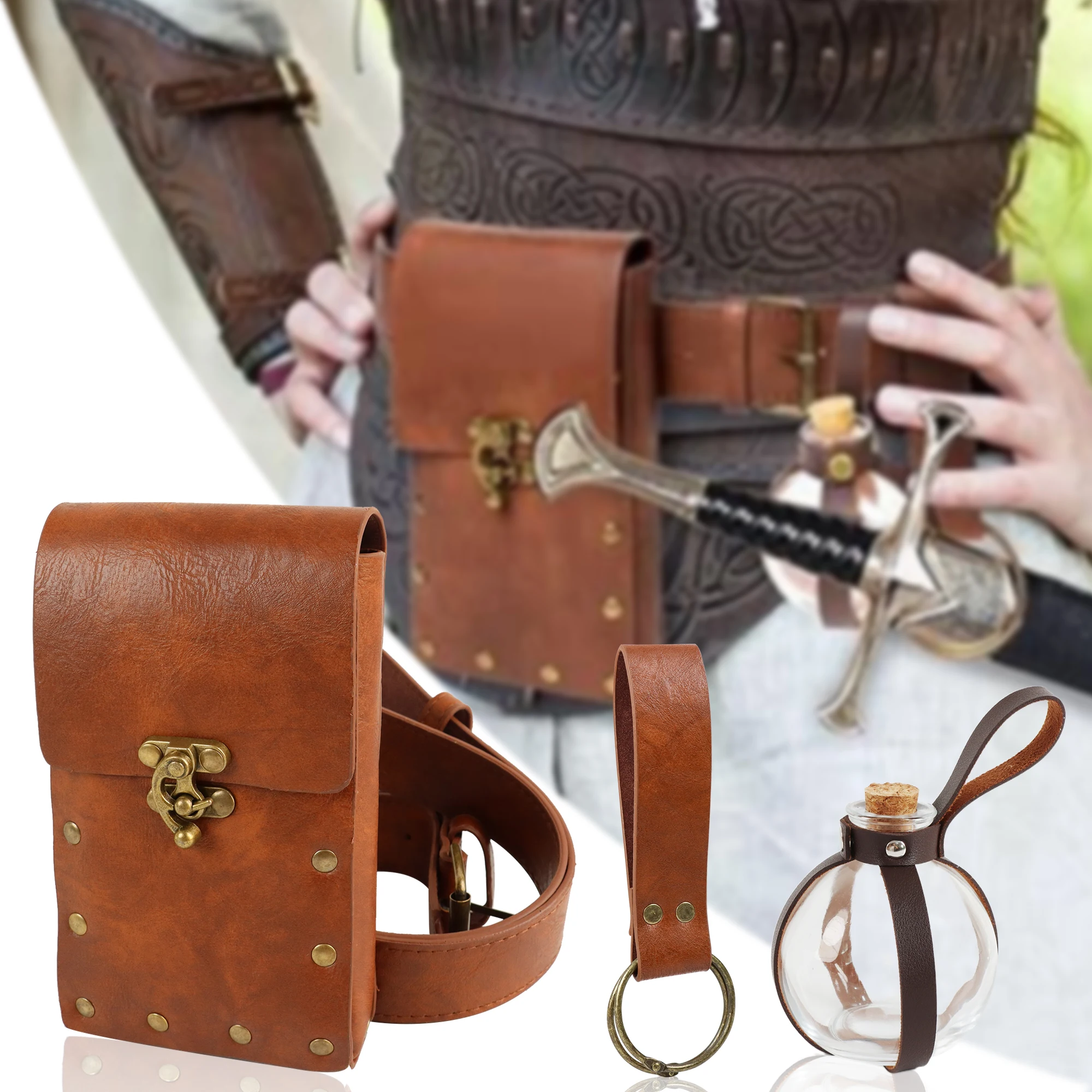 Renaissance Riem Tas Munt Portemonnee Rok Wandelpak Middeleeuws Festival Kostuum Halloween Accessoires Casual Heuptas Magisch Pak