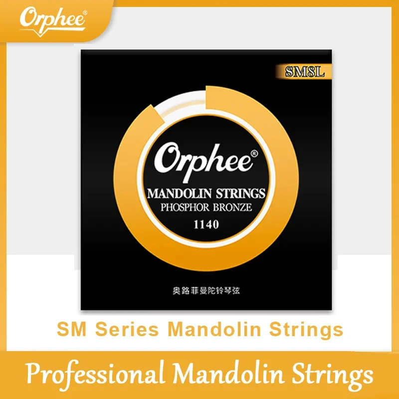Cordas de Mandolim Orphee SM8L em Bronze Fosforoso com Núcleo de Aço Carbono Hexagonal, Cordas Profissionais para Mandolim, Acessórios para Mandolim